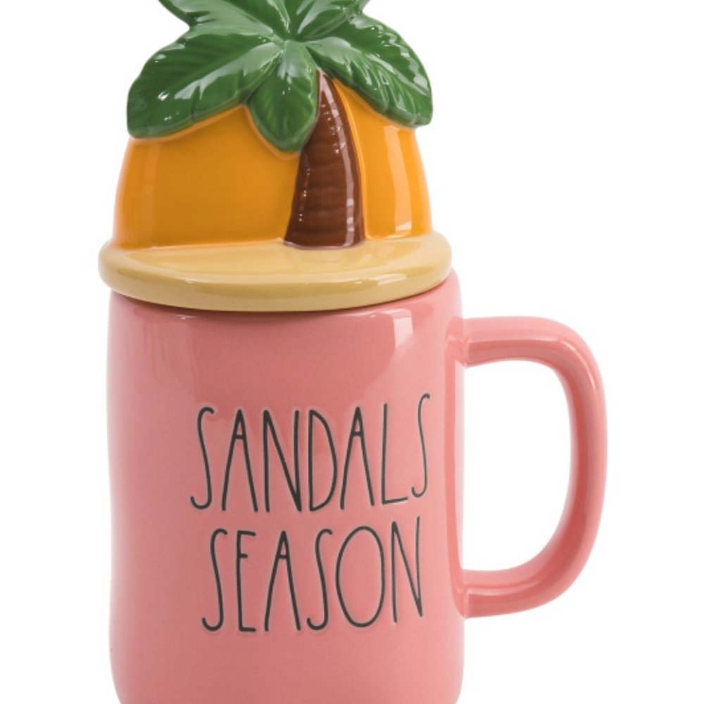 Rae Dunn Ceramic Figural Lidded Mug- Sandals Season